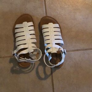 White double ankle strap sandals